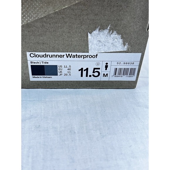 On Cloudrunner Waterproof Men\'s Size 11.5 - Black | Tide NIB Blue main image 11